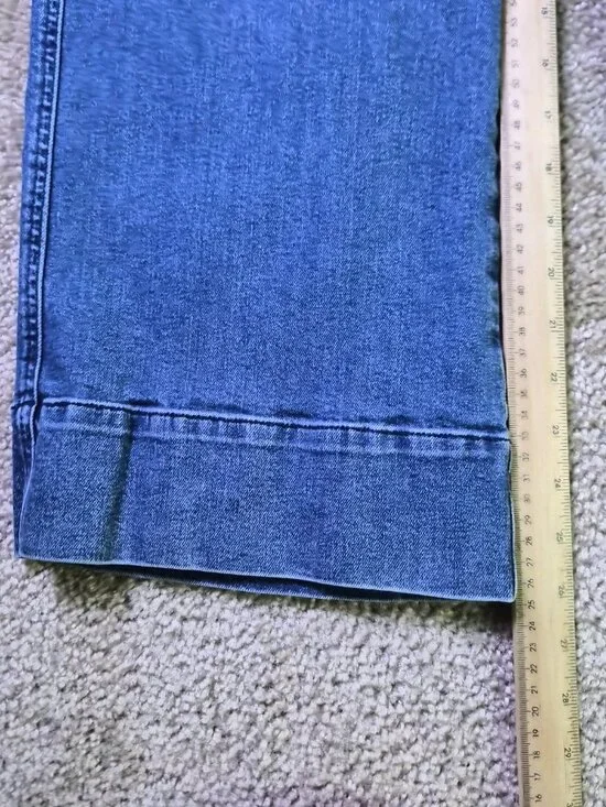 Free People Women's Flare Overalls Size 6 Denim Cottage Indie Wide Leg F858 - Picture 12 of 14